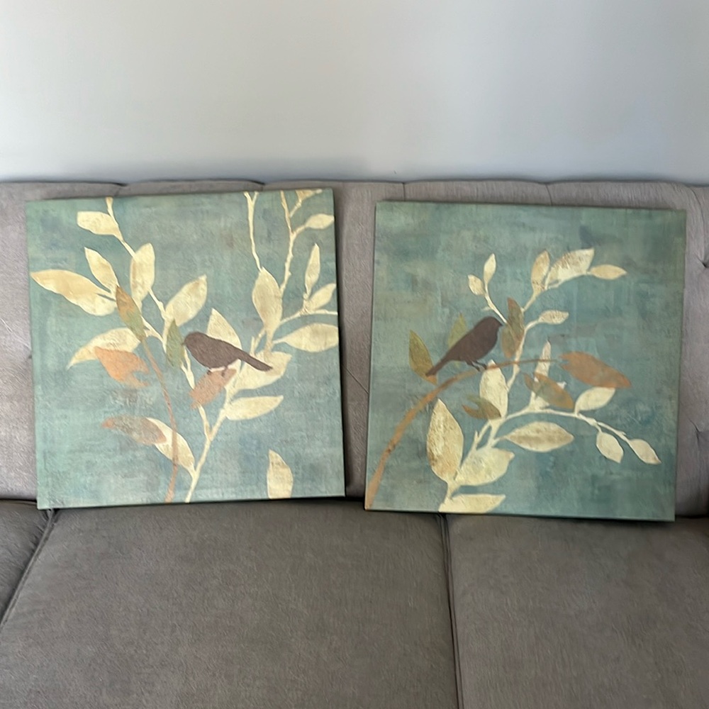 Pretty set of bird prints on canvas! Art!